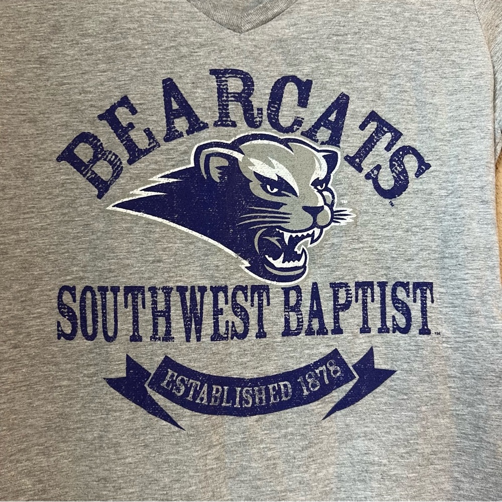 SBU Women’s medium Russell Athletic Gray T-Shirt Southwest Baptist University